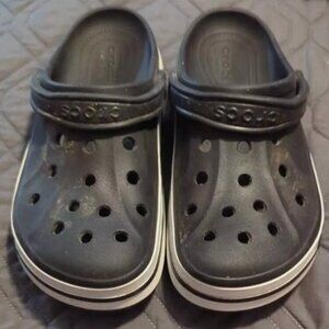 Crocs Unisex Bayaband Clogs Black White Sandals - Mens 8 Womens 10